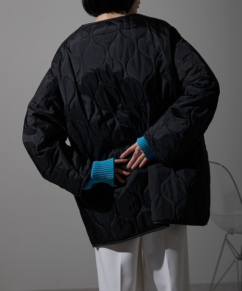 each（イーチ）の「キルティング中綿ミディジャケット（ブルゾン・レディース・アイボリー/カーキ/ブラウン/ブラック・FREE）」の9枚目の写真