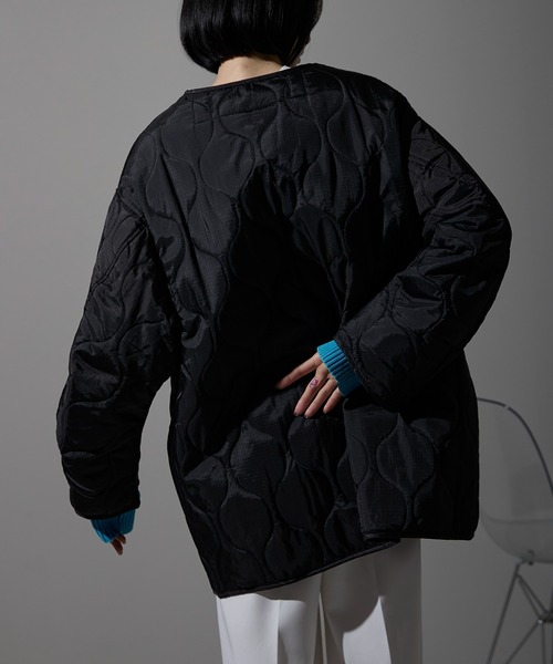 each（イーチ）の「キルティング中綿ミディジャケット（ブルゾン・レディース・アイボリー/カーキ/ブラウン/ブラック・FREE）」の10枚目の写真