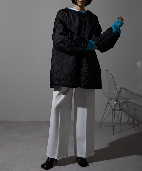 each（イーチ）の「キルティング中綿ミディジャケット（ブルゾン・レディース・アイボリー/カーキ/ブラウン/ブラック・FREE）」の12枚目の写真