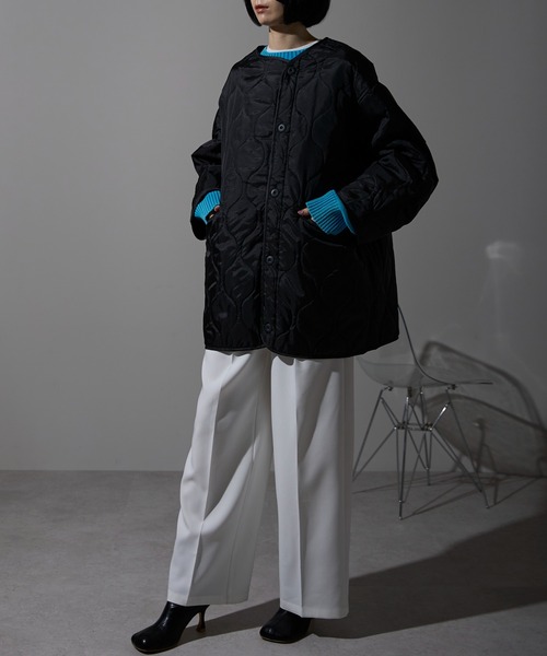 each（イーチ）の「キルティング中綿ミディジャケット（ブルゾン・レディース・アイボリー/カーキ/ブラウン/ブラック・FREE）」の13枚目の写真