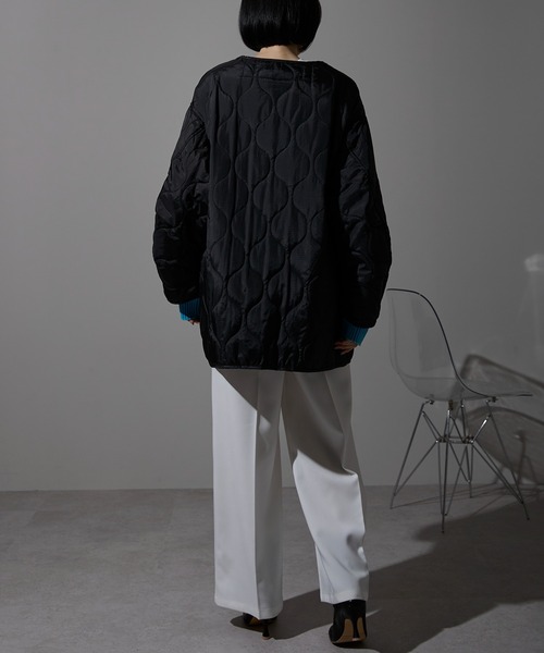 each（イーチ）の「キルティング中綿ミディジャケット（ブルゾン・レディース・アイボリー/カーキ/ブラウン/ブラック・FREE）」の15枚目の写真