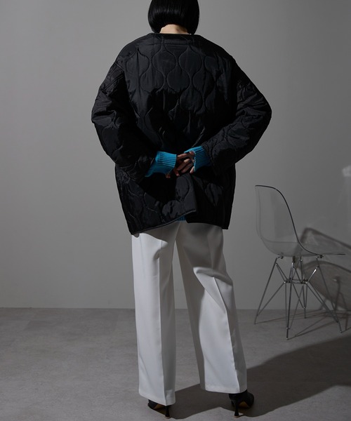 each（イーチ）の「キルティング中綿ミディジャケット（ブルゾン・レディース・アイボリー/カーキ/ブラウン/ブラック・FREE）」の16枚目の写真