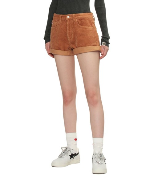 A BATHING APE（アベイシングエイプ）の「PU BADGE CORDUROY SHORTS（その他パンツ・レディース・ブラウン/ベージュ・X-SMALL/SMALL）」の6枚目の写真