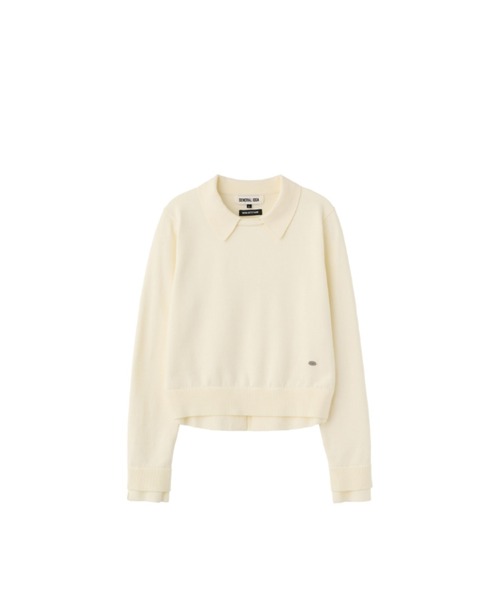 GENERAL IDEA(ジェネラルアイデア)の「essential collar layered pullover レイヤード襟付きニットプルオーバー(ニット/セーター・レディース・グレー/ブラック/アイボリー・S/L/M)」の9枚目の写真