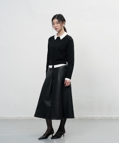 GENERAL IDEA(ジェネラルアイデア)の「essential collar layered pullover レイヤード襟付きニットプルオーバー(ニット/セーター・レディース・グレー/ブラック/アイボリー・S/L/M)」の16枚目の写真