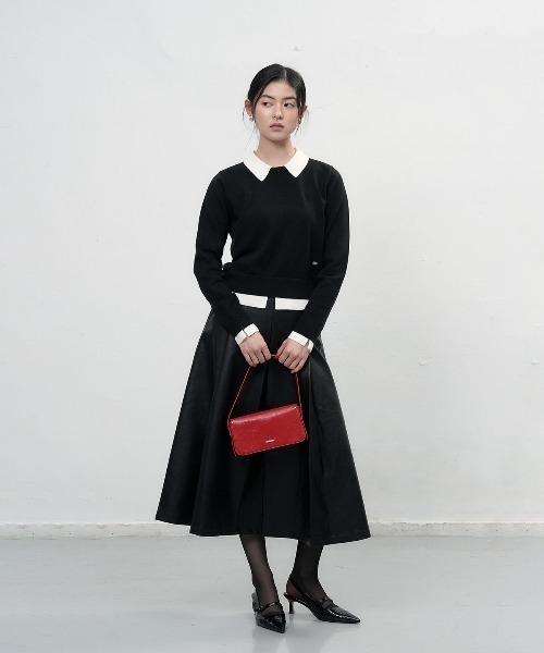 GENERAL IDEA(ジェネラルアイデア)の「essential collar layered pullover レイヤード襟付きニットプルオーバー(ニット/セーター・レディース・グレー/ブラック/アイボリー・S/L/M)」の14枚目の写真