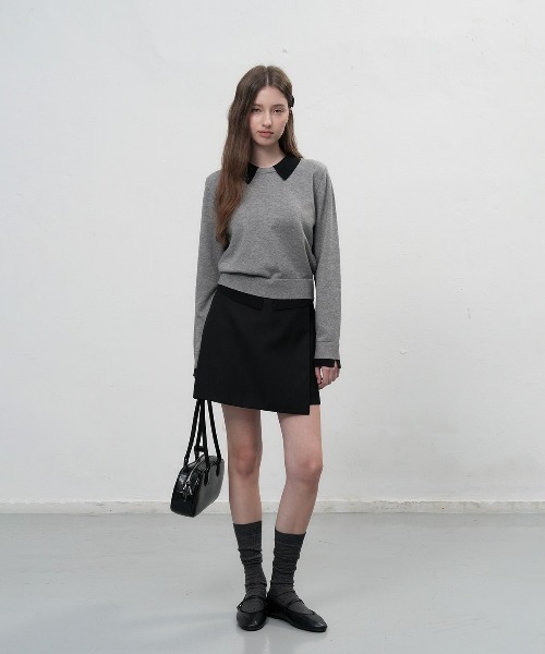GENERAL IDEA(ジェネラルアイデア)の「essential collar layered pullover レイヤード襟付きニットプルオーバー(ニット/セーター・レディース・グレー/ブラック/アイボリー・S/L/M)」の21枚目の写真