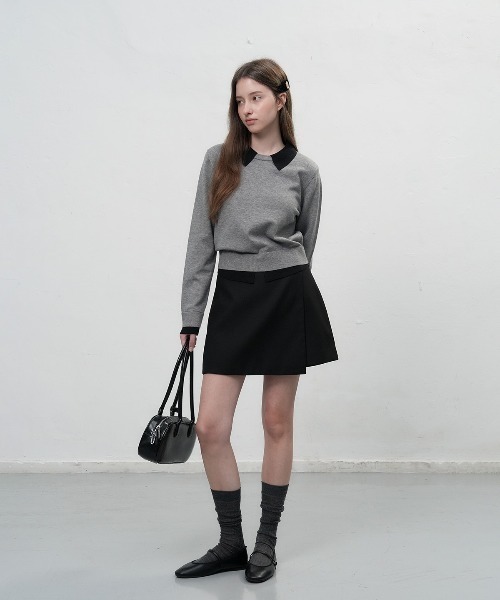 GENERAL IDEA(ジェネラルアイデア)の「essential collar layered pullover レイヤード襟付きニットプルオーバー(ニット/セーター・レディース・グレー/ブラック/アイボリー・S/L/M)」の22枚目の写真