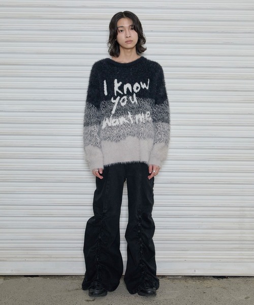 Heart Tattoo(ハートタトゥー)の「Art shaggy gradation BIG Knit / アートデザインシャギービッグニット(ニット/セーター・レディース・ブラック系・FREE)」の8枚目の写真