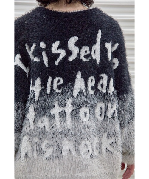 Heart Tattoo(ハートタトゥー)の「Art shaggy gradation BIG Knit / アートデザインシャギービッグニット(ニット/セーター・レディース・ブラック系・FREE)」の12枚目の写真