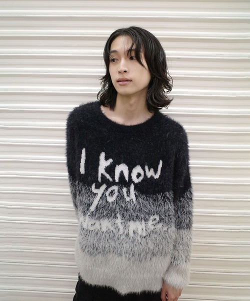 Heart Tattoo(ハートタトゥー)の「Art shaggy gradation BIG Knit / アートデザインシャギービッグニット(ニット/セーター・レディース・ブラック系・FREE)」の14枚目の写真