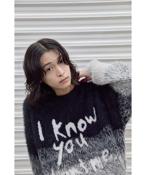 Heart Tattoo(ハートタトゥー)の「Art shaggy gradation BIG Knit / アートデザインシャギービッグニット(ニット/セーター・レディース・ブラック系・FREE)」の15枚目の写真