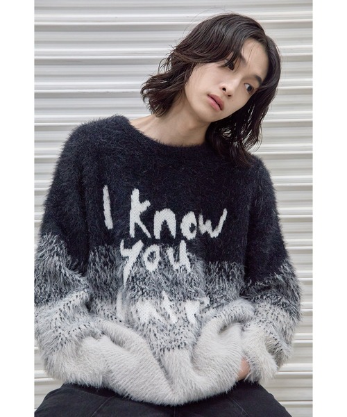 Heart Tattoo(ハートタトゥー)の「Art shaggy gradation BIG Knit / アートデザインシャギービッグニット(ニット/セーター・レディース・ブラック系・FREE)」の16枚目の写真