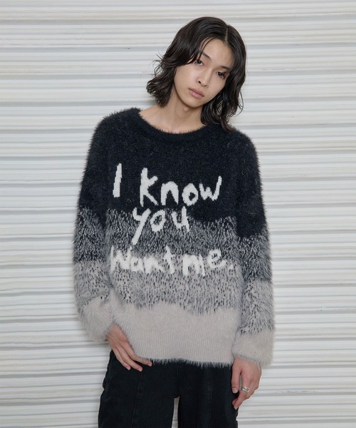 Heart Tattoo(ハートタトゥー)の「Art shaggy gradation BIG Knit / アートデザインシャギービッグニット(ニット/セーター・レディース・ブラック系・FREE)」の3枚目の写真