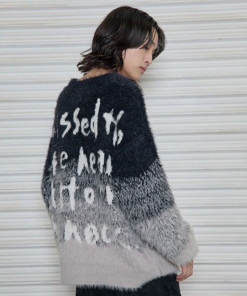 Heart Tattoo(ハートタトゥー)の「Art shaggy gradation BIG Knit / アートデザインシャギービッグニット(ニット/セーター・レディース・ブラック系・FREE)」の19枚目の写真