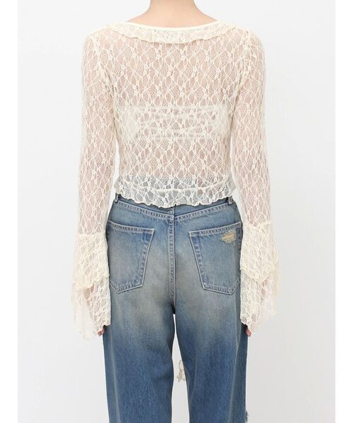 EVRIS（エヴリス）の「レースグランジデザイントップス（Tシャツ/カットソー・レディース・ブラック/アイボリー/ブラウン・FREE）」の4枚目の写真