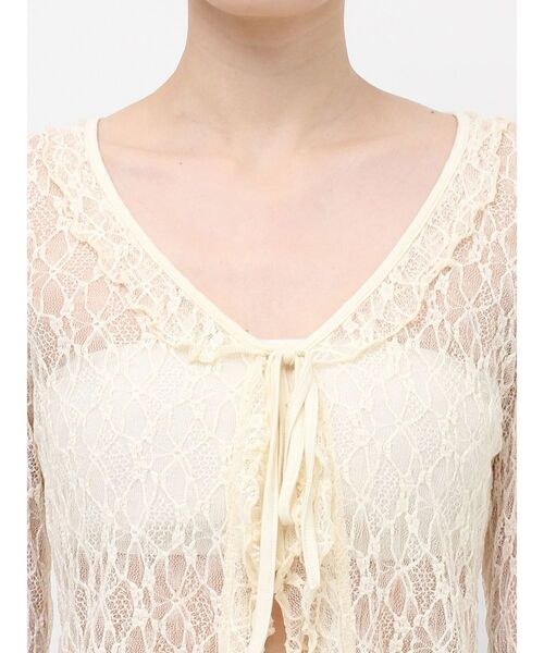 EVRIS（エヴリス）の「レースグランジデザイントップス（Tシャツ/カットソー・レディース・ブラック/アイボリー/ブラウン・FREE）」の5枚目の写真