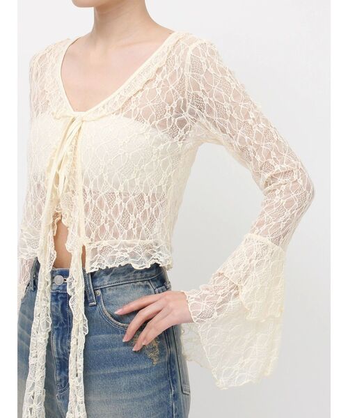 EVRIS（エヴリス）の「レースグランジデザイントップス（Tシャツ/カットソー・レディース・ブラック/アイボリー/ブラウン・FREE）」の6枚目の写真