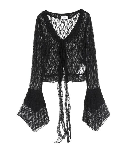 EVRIS（エヴリス）の「レースグランジデザイントップス（Tシャツ/カットソー・レディース・ブラック/アイボリー/ブラウン・FREE）」の13枚目の写真