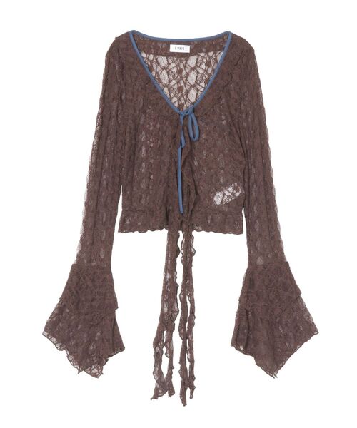 EVRIS（エヴリス）の「レースグランジデザイントップス（Tシャツ/カットソー・レディース・ブラック/アイボリー/ブラウン・FREE）」の14枚目の写真