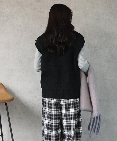 SELECT LEVERY(セレクトリベリー)の「チルデンニットベスト(ベスト・レディース・アイボリー/ブラック・FREE)」の8枚目の写真