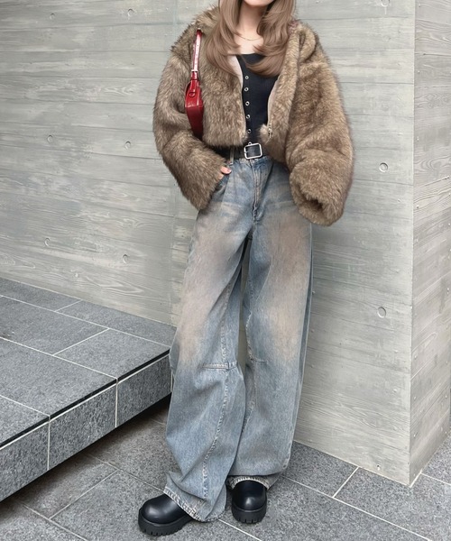 CHARME BY MICOLA（シャルムバイミコラ）の「ショート丈ファージャケット（その他アウター・レディース・ベージュ/ブラウン・FREE）」の6枚目の写真