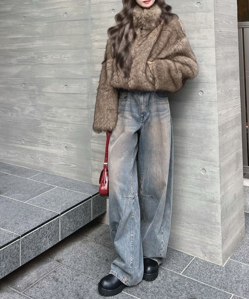 CHARME BY MICOLA（シャルムバイミコラ）の「ショート丈ファージャケット（その他アウター・レディース・ベージュ/ブラウン・FREE）」の8枚目の写真