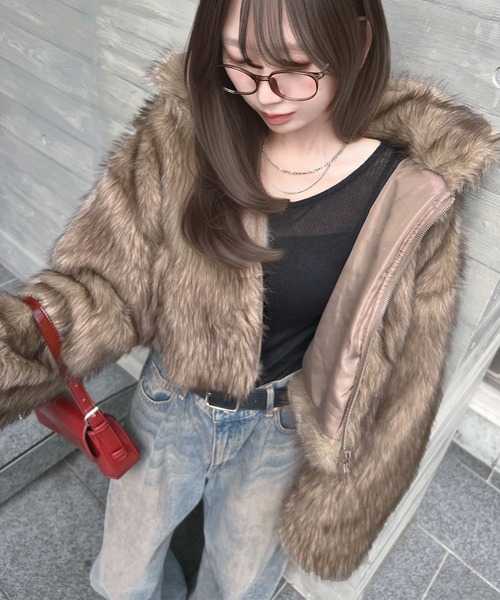 CHARME BY MICOLA（シャルムバイミコラ）の「ショート丈ファージャケット（その他アウター・レディース・ベージュ/ブラウン・FREE）」の9枚目の写真