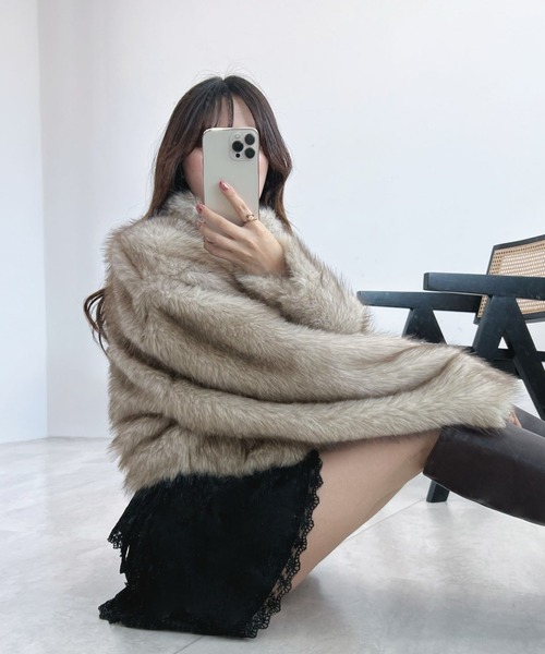 CHARME BY MICOLA（シャルムバイミコラ）の「ショート丈ファージャケット（その他アウター・レディース・ベージュ/ブラウン・FREE）」の17枚目の写真