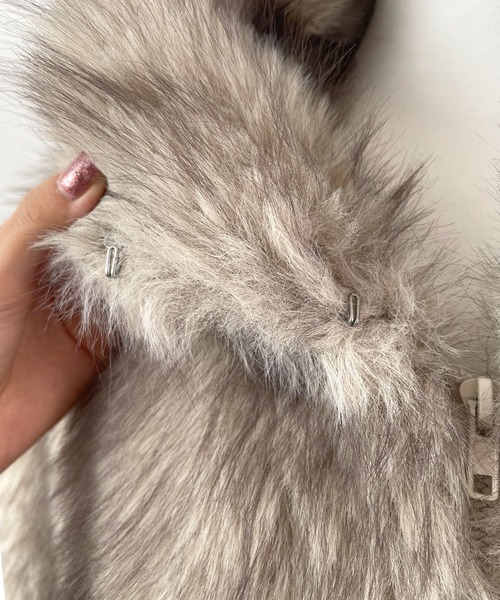 CHARME BY MICOLA（シャルムバイミコラ）の「ショート丈ファージャケット（その他アウター・レディース・ベージュ/ブラウン・FREE）」の21枚目の写真