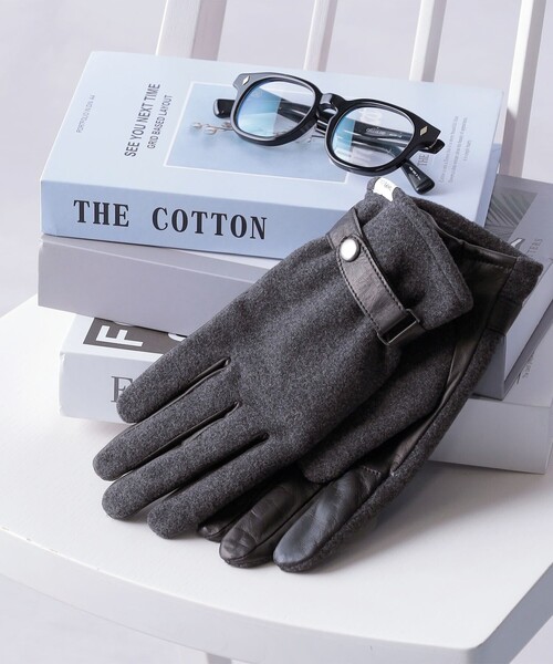 SHIPS any(シップス エニィ)の「SHIPS any:〈スマホ/タッチパネル対応〉ウール / レザー ベルト グローブ◇(手袋・メンズ・グレー/ダークグレー/ネイビー・ONE SIZE)」の2枚目の写真
