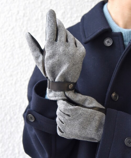 SHIPS any(シップス エニィ)の「SHIPS any:〈スマホ/タッチパネル対応〉ウール / レザー ベルト グローブ◇(手袋・メンズ・グレー/ダークグレー/ネイビー・ONE SIZE)」の4枚目の写真