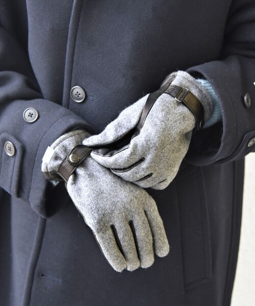 SHIPS any(シップス エニィ)の「SHIPS any:〈スマホ/タッチパネル対応〉ウール / レザー ベルト グローブ◇(手袋・メンズ・グレー/ダークグレー/ネイビー・ONE SIZE)」の5枚目の写真