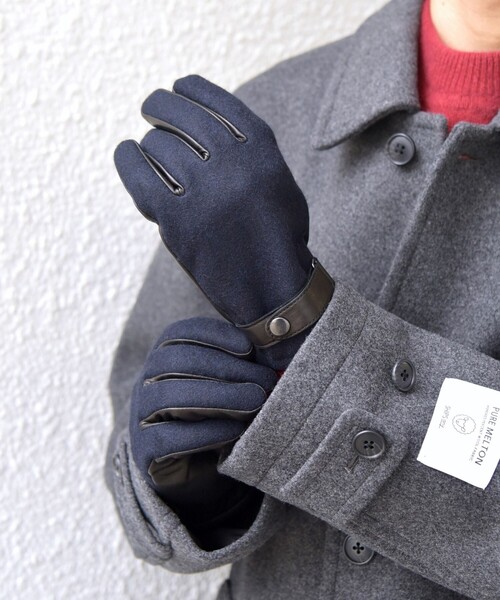 SHIPS any(シップス エニィ)の「SHIPS any:〈スマホ/タッチパネル対応〉ウール / レザー ベルト グローブ◇(手袋・メンズ・グレー/ダークグレー/ネイビー・ONE SIZE)」の7枚目の写真