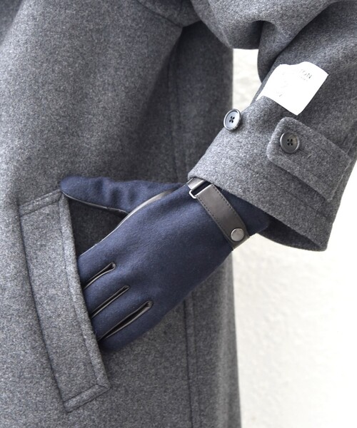 SHIPS any(シップス エニィ)の「SHIPS any:〈スマホ/タッチパネル対応〉ウール / レザー ベルト グローブ◇(手袋・メンズ・グレー/ダークグレー/ネイビー・ONE SIZE)」の9枚目の写真