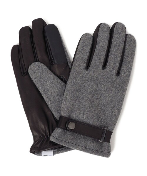 セール】SHIPS any:〈スマホ/タッチパネル対応〉ウール / レザー