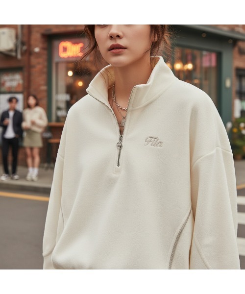 FILA（フィラ）の「Terry half-zip Sweatshirt（スウェット・レディース・アイボリー/ダークブラウン・S/M/L）」の2枚目の写真