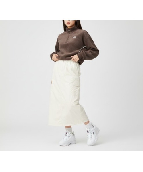 FILA（フィラ）の「Terry half-zip Sweatshirt（スウェット・レディース・アイボリー/ダークブラウン・S/M/L）」の6枚目の写真