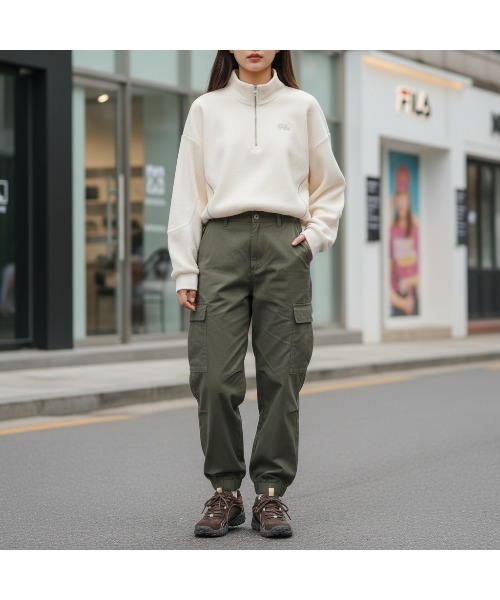 FILA（フィラ）の「Terry half-zip Sweatshirt（スウェット・レディース・アイボリー/ダークブラウン・S/M/L）」の4枚目の写真