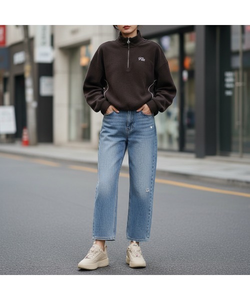 FILA（フィラ）の「Terry half-zip Sweatshirt（スウェット・レディース・アイボリー/ダークブラウン・S/M/L）」の7枚目の写真