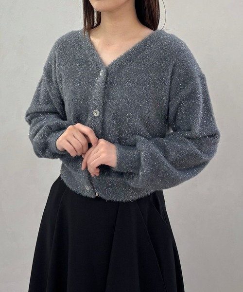 31 Sons de mode（トランテアン　ソン　ドゥ　モード）の「2025秋冬新作 Vネックシャギーカーディガン（カーディガン/ボレロ・レディース・チャコールグレー/ピンク/ライトグリーン/ベージュ・ﾌﾘ-）」の14枚目の写真