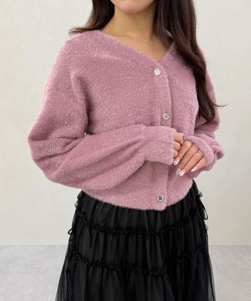 31 Sons de mode（トランテアン　ソン　ドゥ　モード）の「2025秋冬新作 Vネックシャギーカーディガン（カーディガン/ボレロ・レディース・チャコールグレー/ピンク/ライトグリーン/ベージュ・ﾌﾘ-）」の15枚目の写真