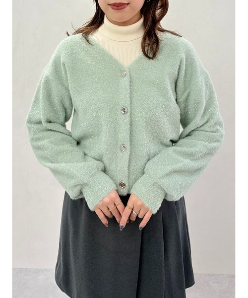 31 Sons de mode（トランテアン　ソン　ドゥ　モード）の「2025秋冬新作 Vネックシャギーカーディガン（カーディガン/ボレロ・レディース・チャコールグレー/ピンク/ライトグリーン/ベージュ・ﾌﾘ-）」の22枚目の写真