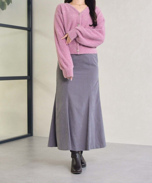 31 Sons de mode（トランテアン　ソン　ドゥ　モード）の「2025秋冬新作 Vネックシャギーカーディガン（カーディガン/ボレロ・レディース・チャコールグレー/ピンク/ライトグリーン/ベージュ・ﾌﾘ-）」の10枚目の写真