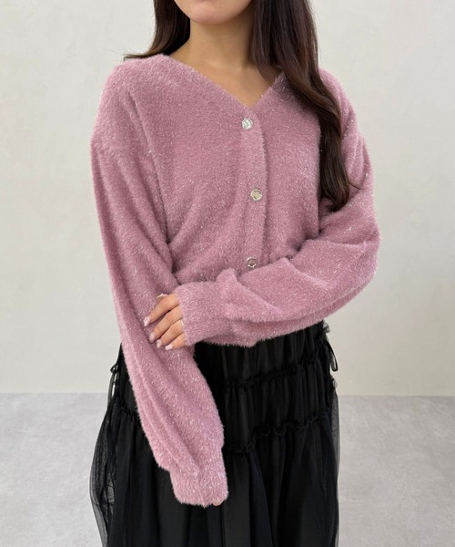 31 Sons de mode（トランテアン　ソン　ドゥ　モード）の「2025秋冬新作 Vネックシャギーカーディガン（カーディガン/ボレロ・レディース・チャコールグレー/ピンク/ライトグリーン/ベージュ・ﾌﾘ-）」の11枚目の写真