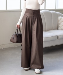 CLEAR BASIC | 【低身長用サイズ有】ウエストリブワイドパンツ[オフィスカジュアル 着回し抜群 大人]≪AW新作≫(その他パンツ)