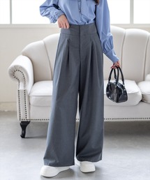 CLEAR BASIC | 【低身長用サイズ有】ウエストリブワイドパンツ[オフィスカジュアル 着回し抜群 大人]≪AW新作≫(その他パンツ)