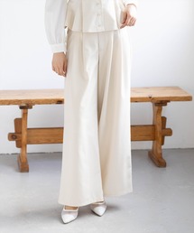 CLEAR BASIC | 【低身長用サイズ有】ウエストリブワイドパンツ[オフィスカジュアル 着回し抜群 大人]≪新色追加≫(その他パンツ)