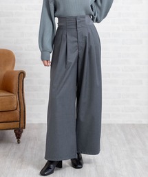 CLEAR BASIC（クリアベーシック）の「【低身長対応／サイズ展開あり】ウエストリブワイドパンツ（スラックス）」