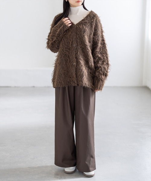 CLEAR BASIC(クリアベーシック)の「《新色追加》ウエストリブワイドパンツ【低身長対応/サイズ展開あり】(スラックス・レディース・アイボリー/グレー/ブラウン/ブラック・F/PF)」の22枚目の写真